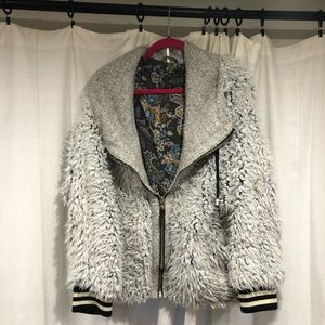 Free People Faux Fur Dolman Jacket, grey